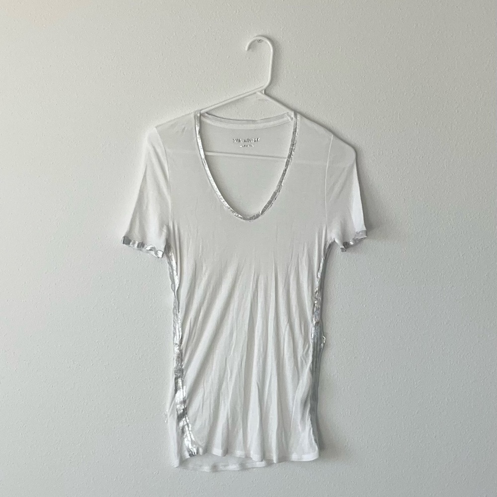 Zadig & Voltaire Silver-Trimmed White Tee